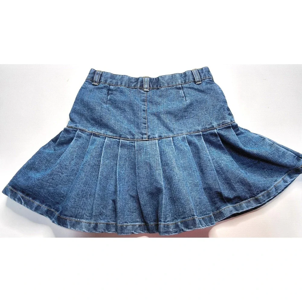Y2K Gap Pleated Denim Skort Girls 10 Blue Adjustable Waist Built-in Shorts